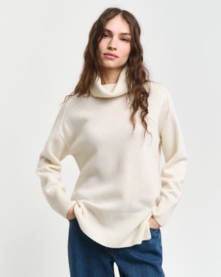 Gant Herringbone-monstret turtleneck CREAM L