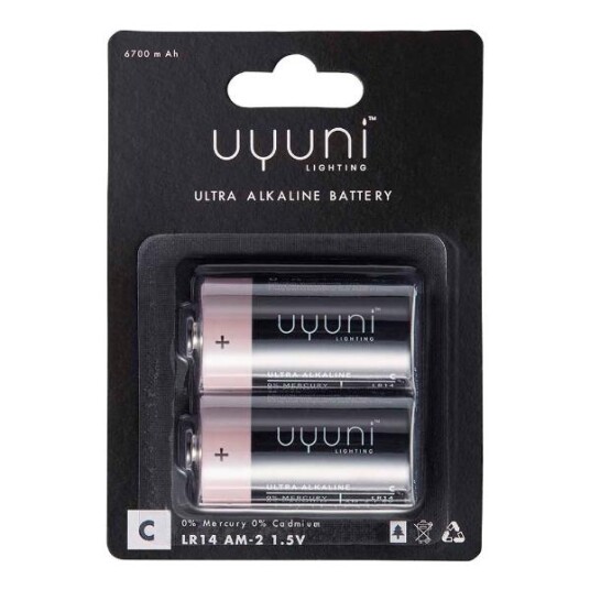 Uyuni Lighting 2-pakning C-batterier 6700 mAh Alkalisk for LED Lys