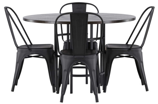 Venture Design Copenhagen & Tempe spisegruppe Svart/mokka 4 stoler & bord 115 cm
