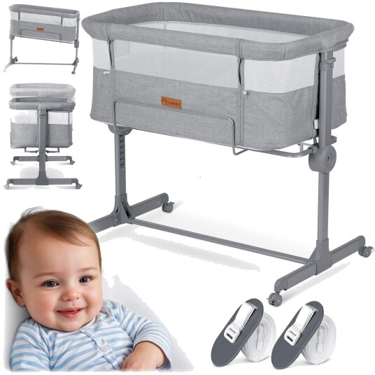 Grå Babyseng NK 243 med sidefunksjon Grå Babyseng NK 243 med sidefunksjon