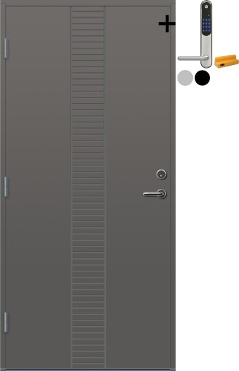 Ytterdør Bygg1 Hamar med Yale Entrus BxH: 80x190 cm, Venstre, NCS S-6500-N, Grå, Yale Sølv