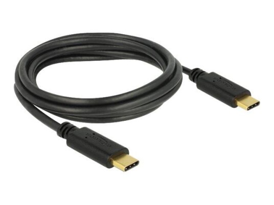 Delock 2m USB-C til USB-C kabel 5A, svart - USB 2.0