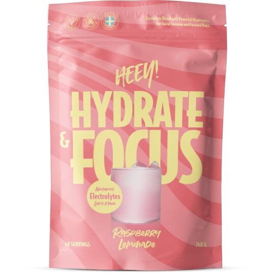 Heey! Hydrate & Focus Electrolytes Raspberry Lemonade 240 g