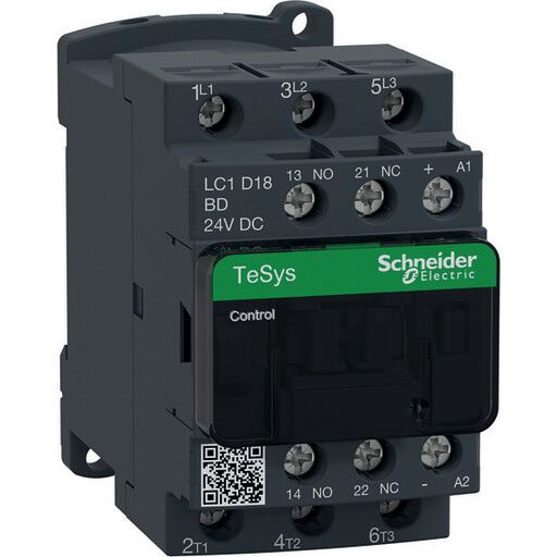 Schneider Electric Tesys d contactor lc1d18bd 3p 18a ac-3 7.5kw@400v 1no+1nc aux contact 24v dc coil (3389110354775) Schneider Electric Tesys d contactor lc1d18bd 3p 18a ac-3 7.5kw@400v 1no+1nc aux contact 24v dc coil (3389110354775)