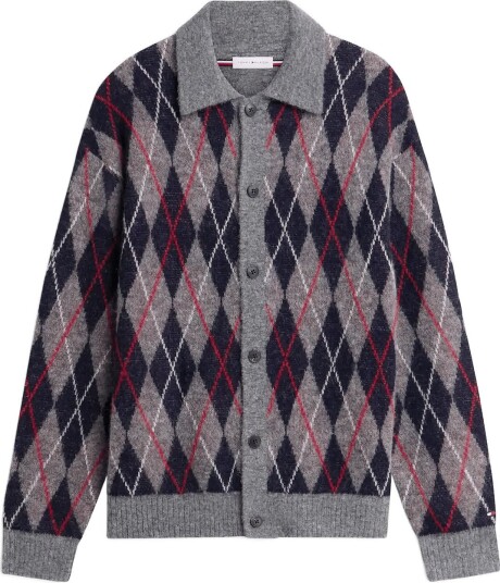 Tommy Hilfiger Alpaca Blend Argyle Button Thru MEDIUM GREY HEATHER S