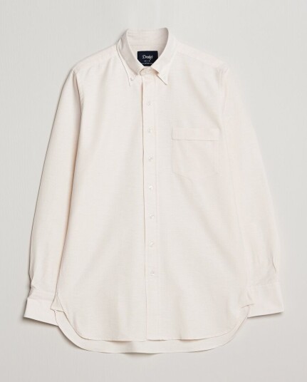 Drake's Button Down Oxford Shirt Cream