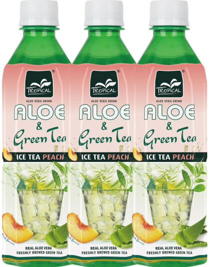 20 stk Tropical Aloe & Grønn Te "Ice Tea Peach" Leskedrikk 500 ml   Hel Eske