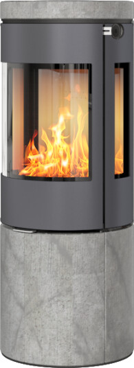 Rais Juno L 120 med kleberstein  platina vedovn med sideglass og ståldør