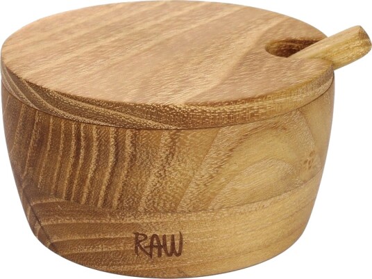 Aida RAW Teak Saltskål Med Lokk & Skje