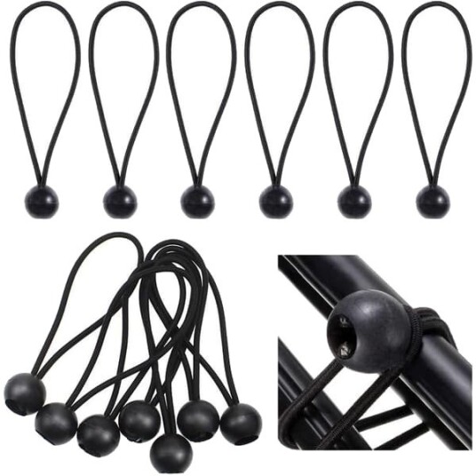 Ukjent merke teltutstyr 20 pakning gummistrikker med kule strikk presenningsstrammer for telt presenninger plakater camping 15 cm svart