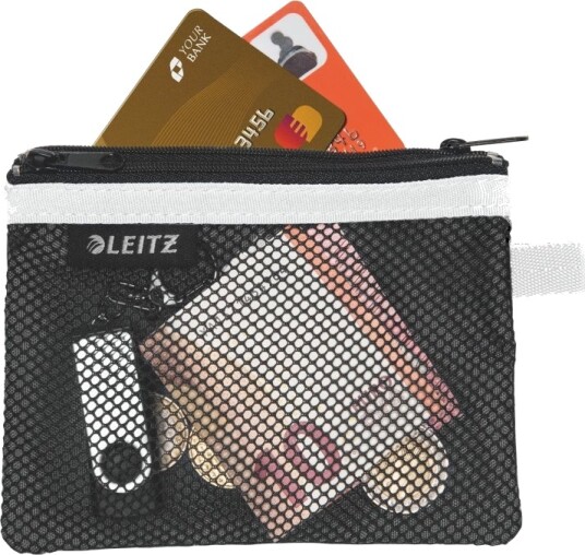 Leitz Wow Travel Small Pung For Personal Belongings / Id / Credit Cards / Cable / Cash / Earphones Nylon Svart Leitz Wow Travel Small Pung For Personal Belongings / Id / Credit Cards / Cable / Cash / Earphones Nylon Svart