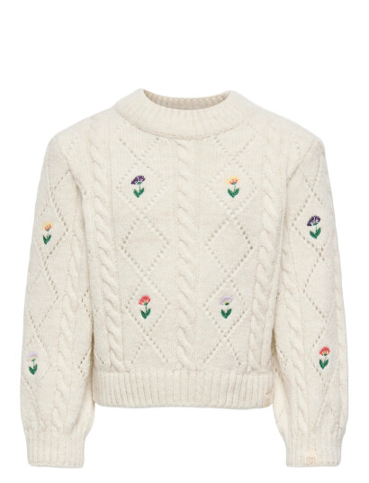 Kids Only Kmgflower L/S O-Neck Knt - Cream - 104