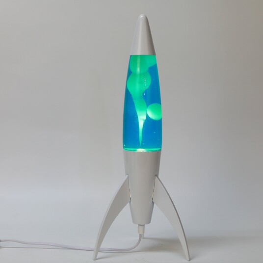 iTotal Rocket Lava Lamp White Base Blue Liquid and White Wax Blue