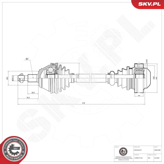 Esen Skv Drivaksel ESEN SKV 40SKV048 Esen Skv Drivaksel ESEN SKV 40SKV048