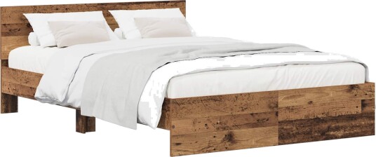 vidaXL Sengestamme med hodegatt Gammelt tre 135 x 190 cm