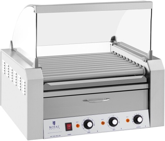 Royal Catering Pølsegrill - 11 ruller - varmeksuff - rustfritt stål 10010467