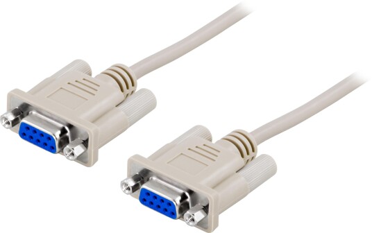 Deltaco 1.8m DB9 Seriell Kabel Hvit