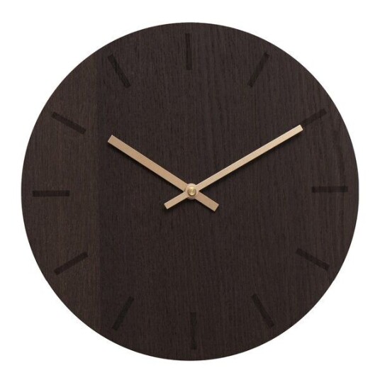 Hemverk - Dark Oak veggklokke 28 cm mørk eik m/kopper viser