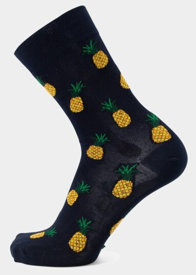 Tropical Sock Jr Navy Pineapple 31-35 Bomullsstrømper