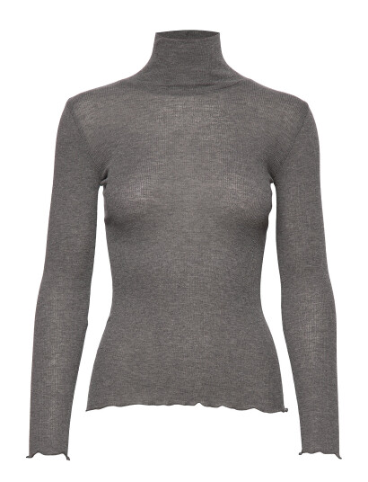 Rosemunde Rwburlington Wool Ls T-Neck T-Shirt - Grey - XL