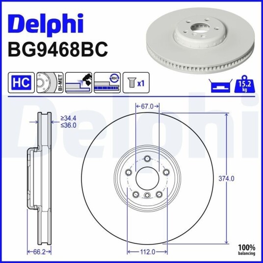 Bremseskive DELPHI BG9468BC