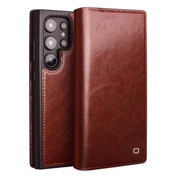 Samsung Galaxy S25 Ultra Qialino Classic Lommebok deksel I Lær Mørkebrun