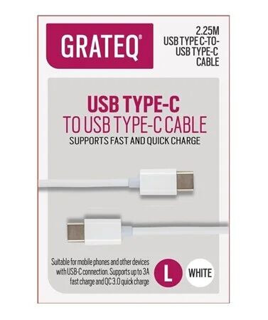 Grateq Usb-C/Usb-C Cable Quick 2.25M Whi