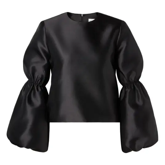 By Malina Bluse Cia Double Pouf Sleeve Blouse Svart