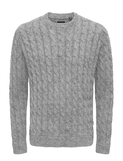 ONLY & SONS Onskicker Life Reg 3 Cable Crew Knit - Grey - XL