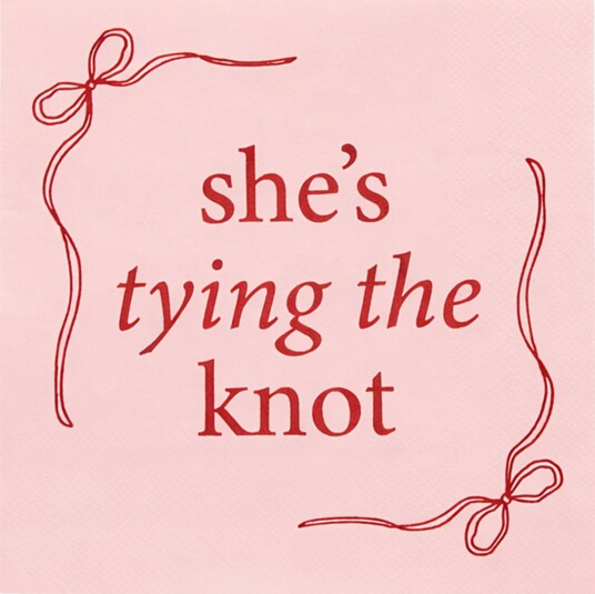 Servietter She's Tying the Knot Rosa Sløyfe   16 pakning