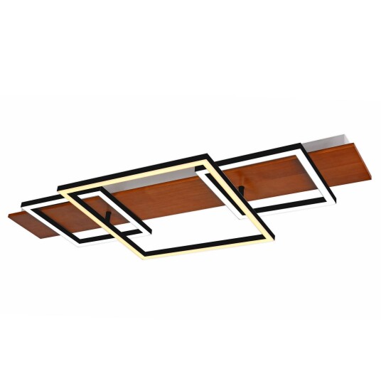 Lucande Chariska LED-taklampe tre, svart 95cm