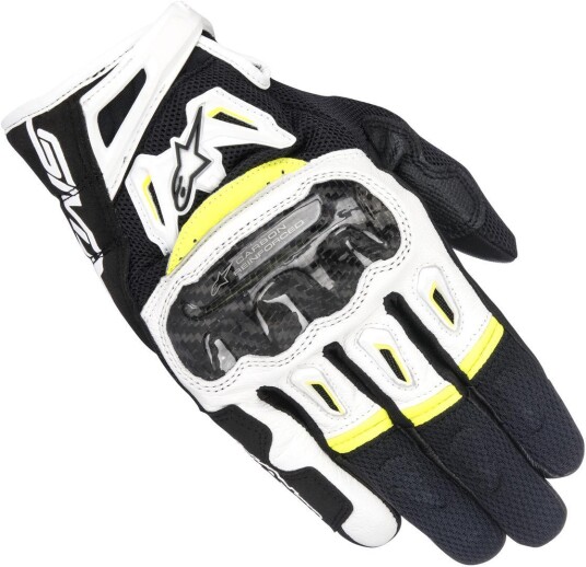 Alpinestars SMX-2 Air Carbon V2 Motorsykkel hansker 2XL Svart Hvit Gul