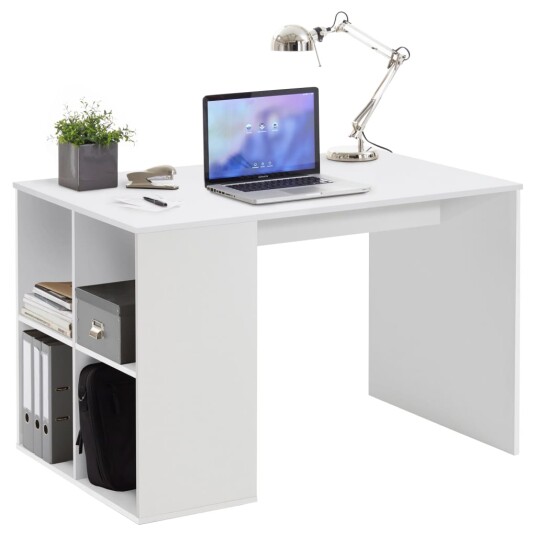 FMD Skrivebord med sidehyller 117x72,9x73,5 cm hvit