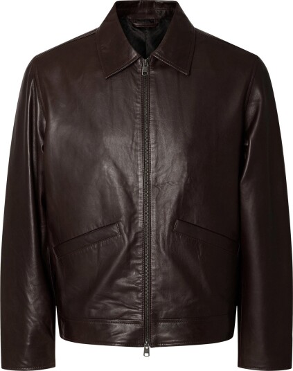 Selected Slmscott Leather Jkt Brown S