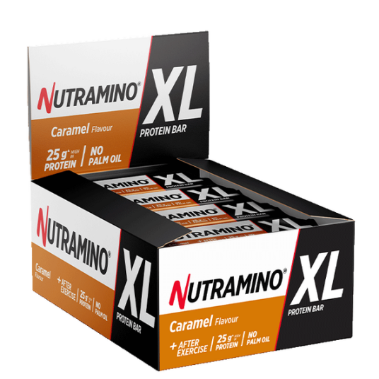 16 x Nutramino XL Protein Bar 74 g sjokolade karamell peanøtt Nutramino 16 x Nutramino XL Protein Bar 74 g sjokolade karamell peanøtt Nutramino