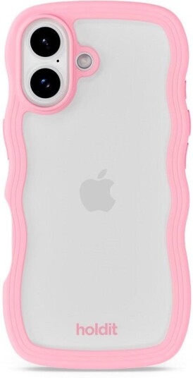 Holdit iPhone 17 Wavy Deksel Pink / Transparent