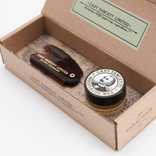 Captain Fawcett Moustache Wax & Folding Comb - Sandalwood Captain Fawcett Moustache Wax & Folding Comb - Sandalwood
