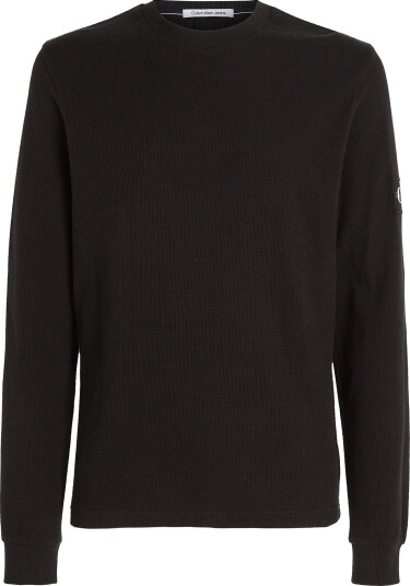 Calvin Klein Jeans Badge Waffle Ls Tee - CK BLACK - XS