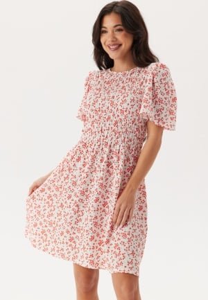 Happy Holly Butterfly Sleeve Short Dress Red/Floral 32/34