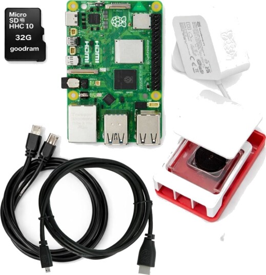 Raspberry Pi 5 4GB startsett med kabinett strømforsyning og 32GB SD Raspberry Pi 5 4GB startsett med kabinett strømforsyning og 32GB SD