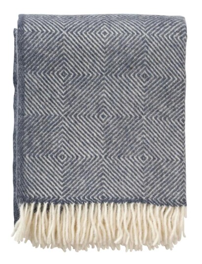 Klippan Yllefabrik Ullpledd Gooseye Smokey Blue 130x200