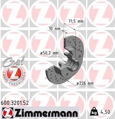 ZIMMERMANN 600.3201.52 Bremseskive ZIMMERMANN 600.3201.52 Bremseskive