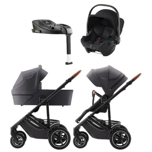 Britax Barnevogn Smile 5Z inkl. Liggedel Bilstol og Base Midnight Grey