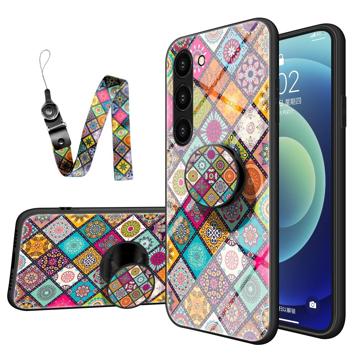 Checkered Pattern Samsung Galaxy S23 5G Hybrid-deksel Fargerik Mandala