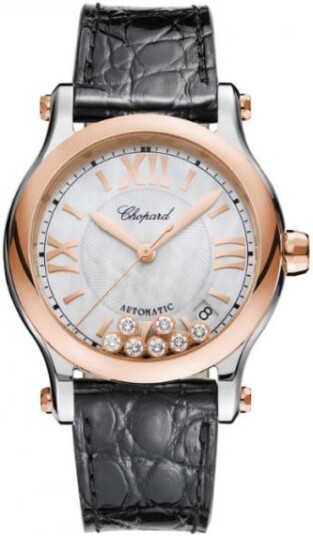 Chopard Dameklokke 278559 6008 Happy Sport Hvit/Lær Ø36 mm
