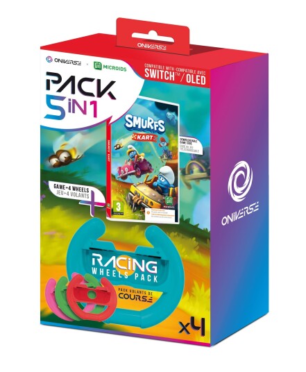 Oniverse Smurf Kart Nintendo Switch Spill Kode i esken + 4 stk. rattkontrollere