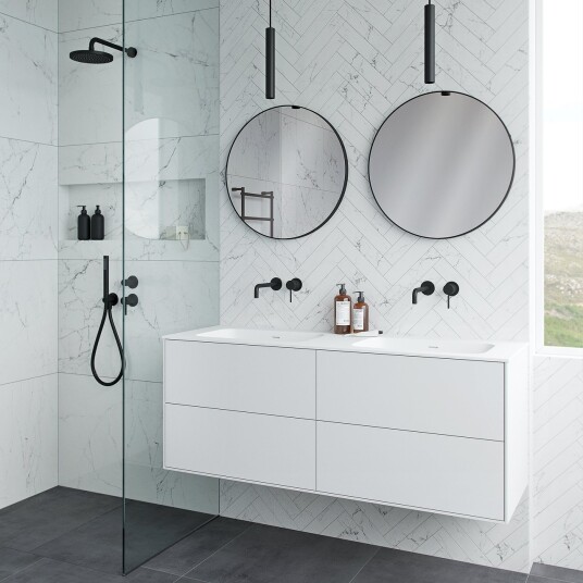 Pulcher Mood 140D Soft Baderomsmøbel 140x46 cm matt hvit med SolidTec® vask