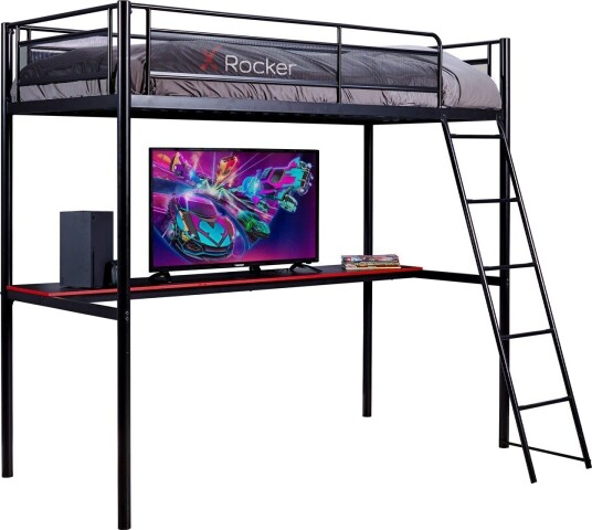 Xrocker Hq High Sleeper Gaming Bed With Desk - Black And Red Xrocker Hq High Sleeper Gaming Bed With Desk - Black And Red