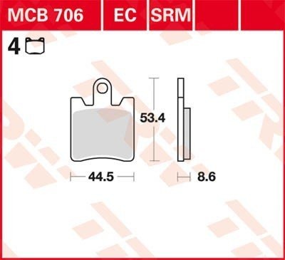Bremseklosser sett TRW MCB706SRM