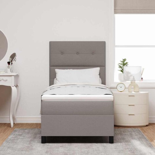 Box Spring Seng med Madrass Taupe 100x200 cm Stoff 3339368